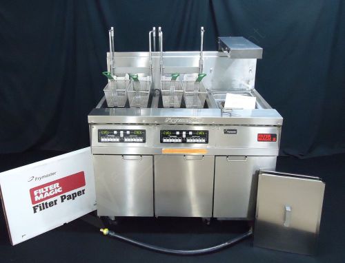 FRYMASTER GAS 2 WELL 4 BASKET COMMERCIAL FRYER W/ FILTER BASKET LIFTS COMPUTERS