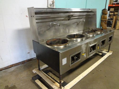 Heavy duty commercial 100&#034;w  stainless steel 4 jet burner chamber wok station for sale