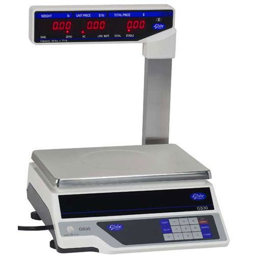 Globe GS30T Price Computing Scale, .01 Lb - 30 Lb, LCD, with Display Tower