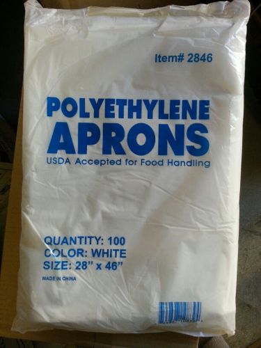 9 X 100/Bag - 900 DISPOSABLE WHITE APRONS POLYETHYLENE 28&#034; X 46&#034; USDA Accepted