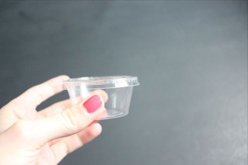 SET OF 100 CLEAR PLASTIC SAUCE CUPS WITH LIDS FREE SHIPPING