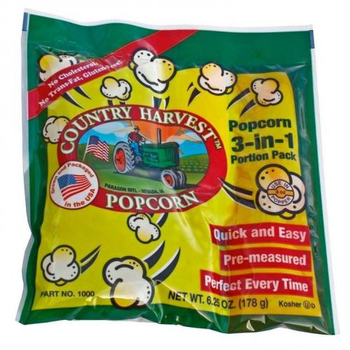 Popcorn machine supplies - country harvest tri-pack portion pack for 4 oz for sale