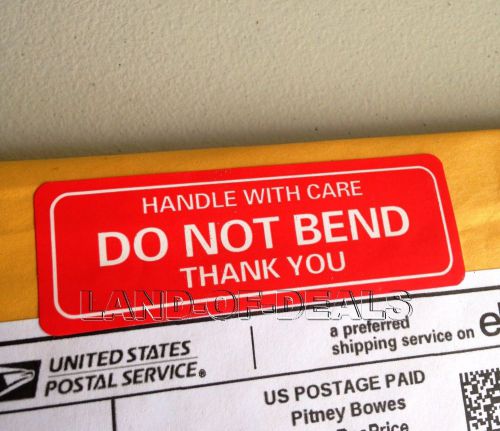 50 DO NOT BEND HANDLE WITH CARE Stickers labels 4 shipping 1&#034;x3&#034; (2.5x7.6 cm)