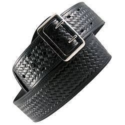 Boston Leather 6500-3-34 Black BW Nickel HW Sam Browne 2 1/4&#034; Duty Belt 34&#034;