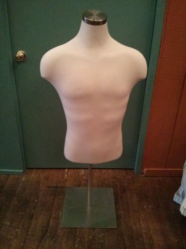 Man 43&#034; Chest 30&#034; Tall Mannequin Torso on Metal Adjustable Stand