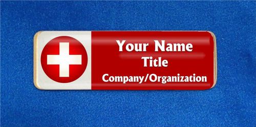 Red Cross Custom Personalized Name Tag Badge ID Medical Nurse Red First Aider