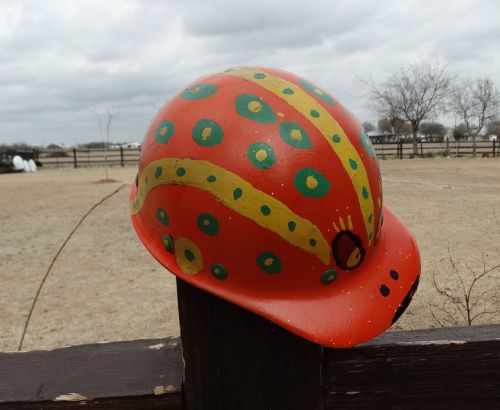 9980/ Vintage Hand Decorated HARD HAT ~ Construction Oil Field  ~ FiberMetal