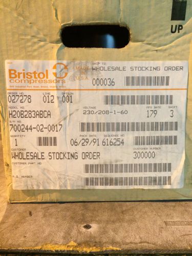 *NEW* BRISTOL H20B283ABCA 2-1/4 H.P. Compressor - New In Box