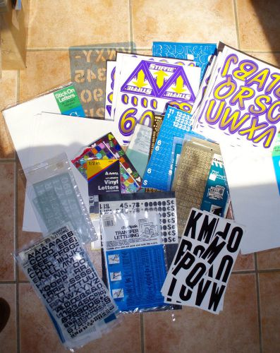 Huge lot of letters and numbers - stick on, rub on, stencils, etc. Most opened.