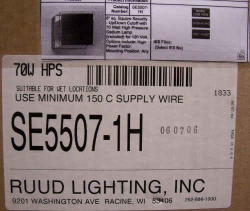 Ruud Lighting 8&#034; Square Security Up/Down Cutoff w/ 70W HPS for 120V SE5507-1H