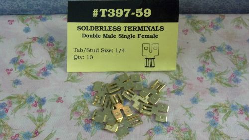 SOLDERLESS TERMINALS, 10 PACK, DOUBLE MALE SINGLE FEMALE, TAB/STUD SIZE: 1/4&#034;