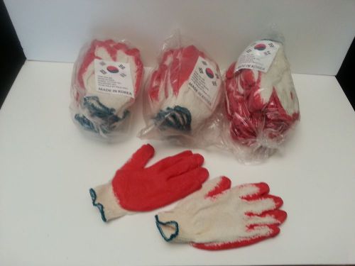Work / Garden Gloves. Latex palm coated red  30 Pairs, 3 packs of 10.