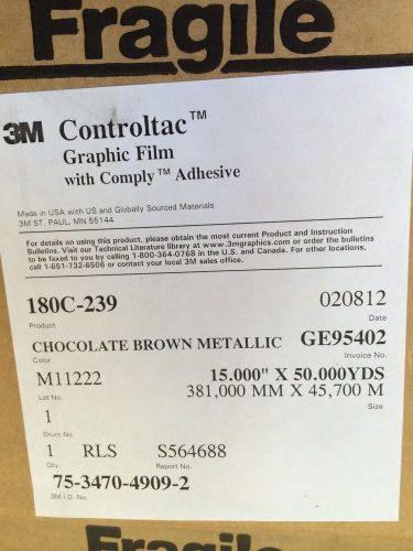 3M CONTROLTAC GRAPHIC FILM WITH COMPLY ADHESIVE -CHOCOLATE BROWN METALLIC**NEW**