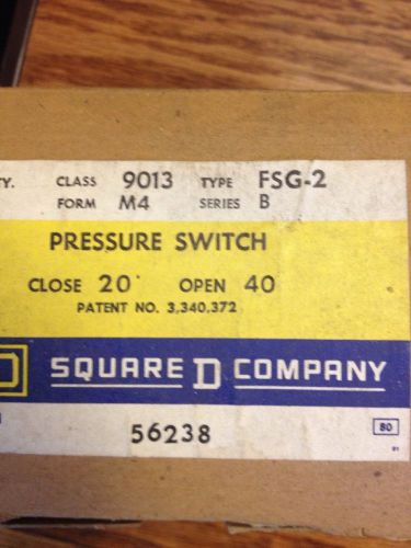 Square D Pressure Switch FSG-2 Class 9013 Form M4 Series B Close 20 Open 40