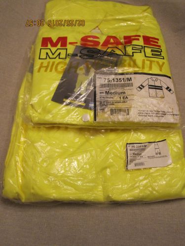 M-safe high-vis rain gear jacket &amp; bib combo - ansi class 3,  medium – nip for sale