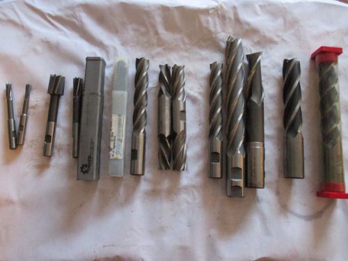 Lot 13 end mill 1 drill endmills cutting machinist toolmakers tools  id.30 for sale
