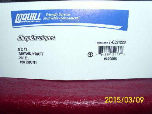 Quill Clasp Envelopes 9 x 12 Brown Kraft 28lb 100 count