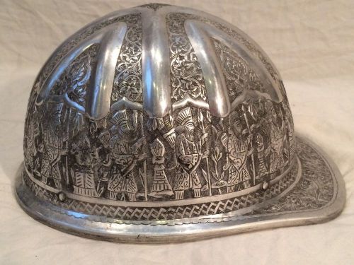 Vintage mine safety appliance - engraved aluminum hard hat helmet - unique item for sale