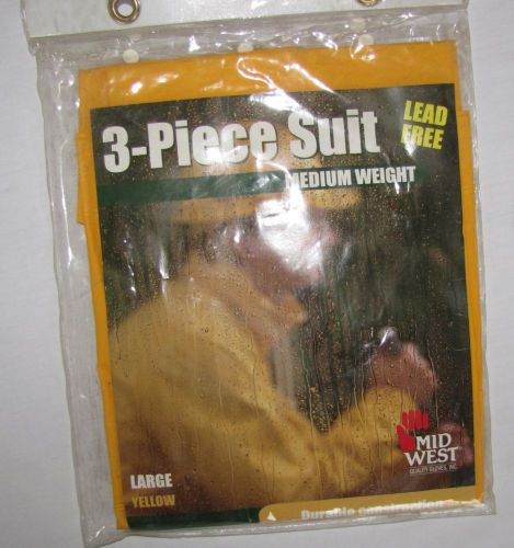 Midwest 3-Piece Rain Suit, Medium Weight, Jacket, Bib Pants w/ Hood, #2005, New