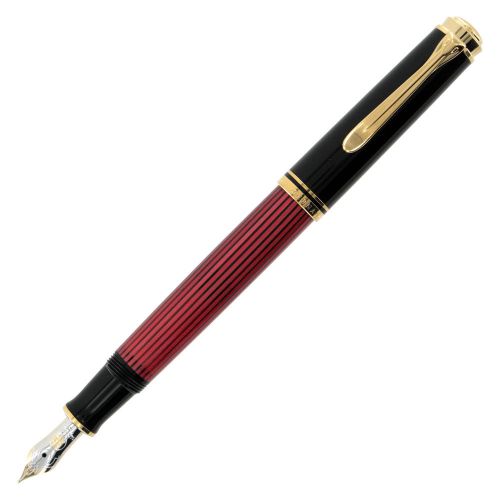 Pelikan Souveran M400 Black/Red GT Fountain Pen - Fine Nib (904771)