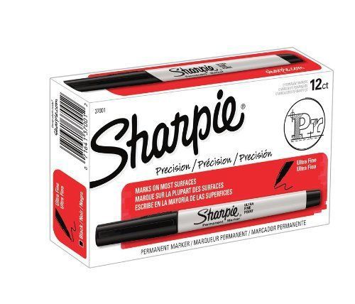 Sharpie 37001 Ultra Fine Point Permanent Markers  Black (Box of 12)