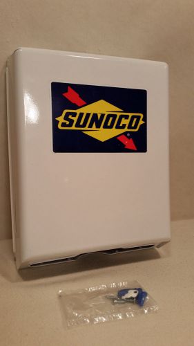 Super cool sunoco label white metal shop garage paper towel dispenser for sale