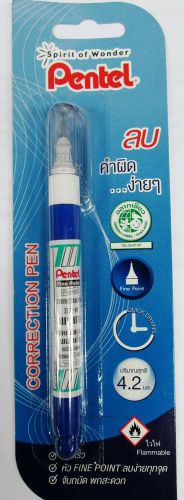 Pentel Pocket Correction Fluid Pen White Out 4.20ml. Fine Steel Point ZL72-W