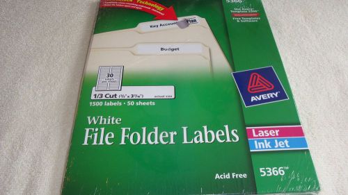 Avery 5366 White File folder Labels NEW Upopened Box