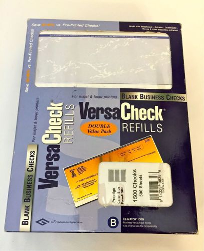 Versacheck refills / 1500 blank checks / 500 sheets / prestige form #3000 / blue for sale