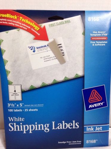 Lot of 3 Avery 8168 Inkjet Shipping Labels, Permanent 3 1/2 x 5 100 Labels White