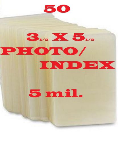 3-1/2 x 5-1/2 50 pk 5 mil laminating laminator pouches sheets 3 x 5 index card for sale