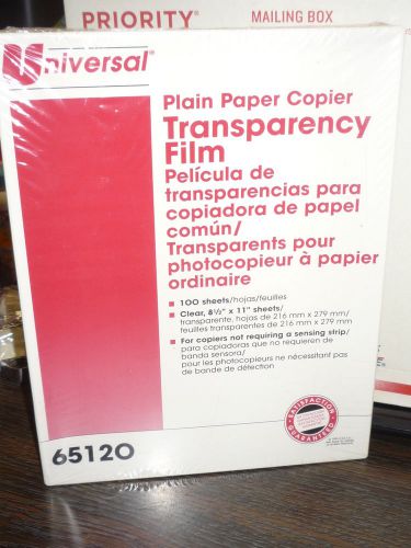 100 SHEET Universal Brand 65120 Clear Transparency Film ,8 1/2 x 11
