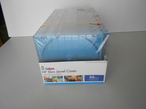 50-Pack New Genuine HP JCSC0050 SLIM CLEAR 5-COLOR JEWEL CASES  Sealed