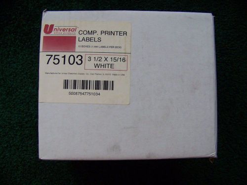Universal #75103 White Case of computer printer labels10 boxes of 1000 labels