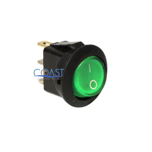 Car Trucks Auto Boat 12V 15A On/Off Round Green SPST Rocker Toggle Switches