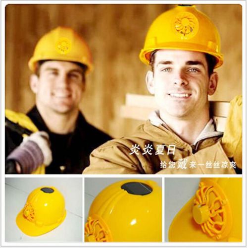 Solar Hats Hard Energy Fan Safe Helmet Building Cap Engineering PE Free Adj Size
