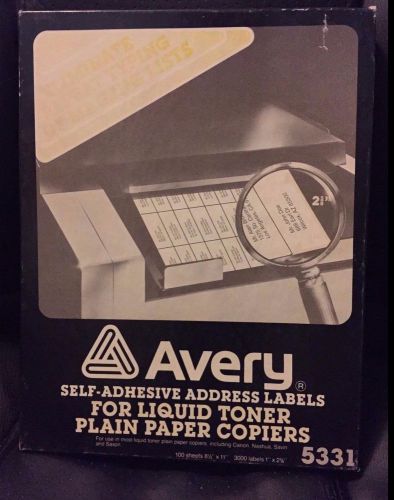 Avery Shipping Labels 5331, 1&#034; X 2 5/8&#034;, For Liquid Toner Plain Paper Copiers