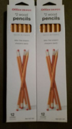 Office Depot  #2 Wood Pencils    2 Packs X 12 Per Pack   425-164     NEW