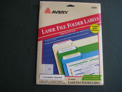 AVERY 5266 - ASSORTED FILE FOLDER LABES - 1/3 CUT LABELS - 750 LABELS