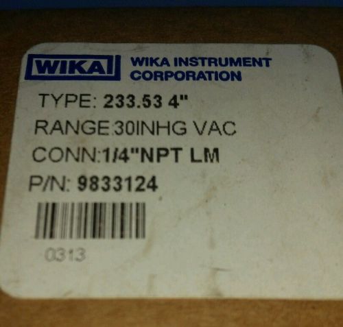 Wika 4&#034; liquid-filled stainless steel gauge w/ 1/4&#034; npt(m) connection, 30 in hg for sale