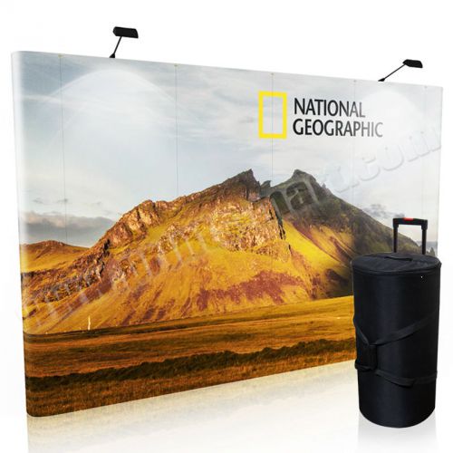 10&#039;ft Portable Display Trade Show Booth Exhibit Pop Up Stand Wall FREE Printing