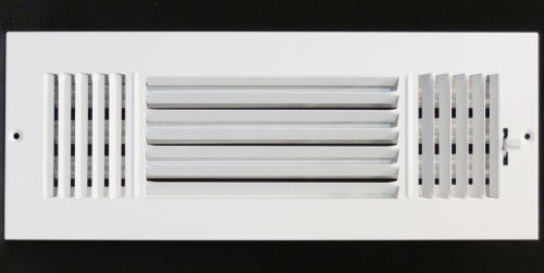14w&#034; x 4h&#034; Fixed Stamp 3-Way AIR SUPPLY DIFFUSER, HVAC Duct Cover Grille White
