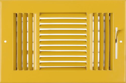10w&#034; x 6h&#034; fixed stamp 3-way air supply diffuser, hvac duct cover grille yellow for sale