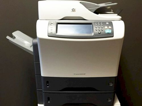 Hp m4345x multifunction mfp printer cb426a copy scanner fax - multiple trays b/w for sale
