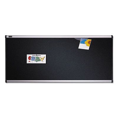 Embossed Bulletin Board, Hi-Density Foam, 72 x 48, Black, Aluminum Frame