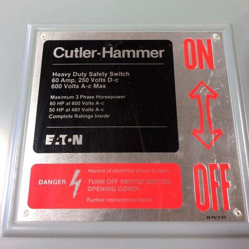 *NEW Cutler-Hammer 60AMP 600V Heavy Duty Safety Switch DH362UDK