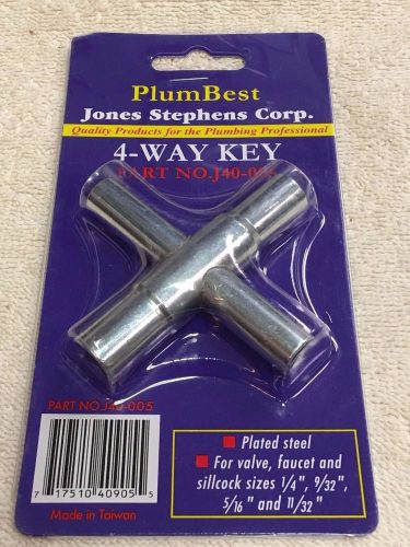 Water valve faucet sillcock key 4-way key 1/4, 9/32, 5/16, 11/32 plated steel for sale