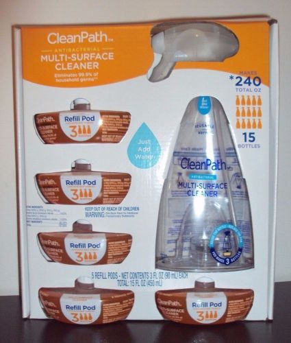 CleanPath Antibacterial Multi-Surface Cleaner w/5 Refill Pods Makes 240 TOTAL OZ