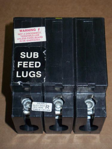 Square d ehb 3 pole 125 amp 480v ehb125sl sub lug circuit breaker for sale