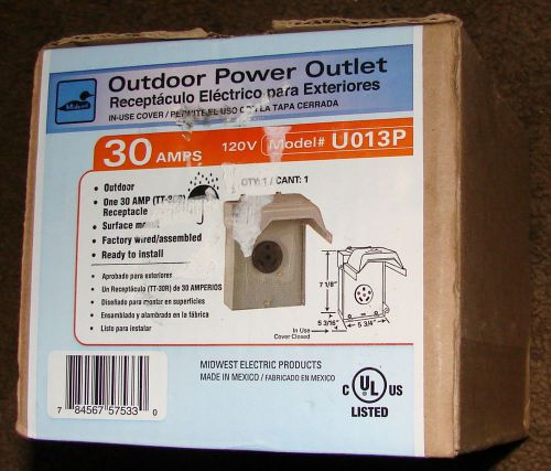 NEW Midwest Rainproof RV Temporary Power Outlet Box U013P with 30 Amp Receptacle
